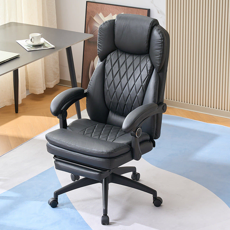 Chaise de bureau carrée incurvée pivotante en PP, en cuir anti-rayures, de luxe moderne, avec dossier et accoudoirs, pour la maison et le bureau 