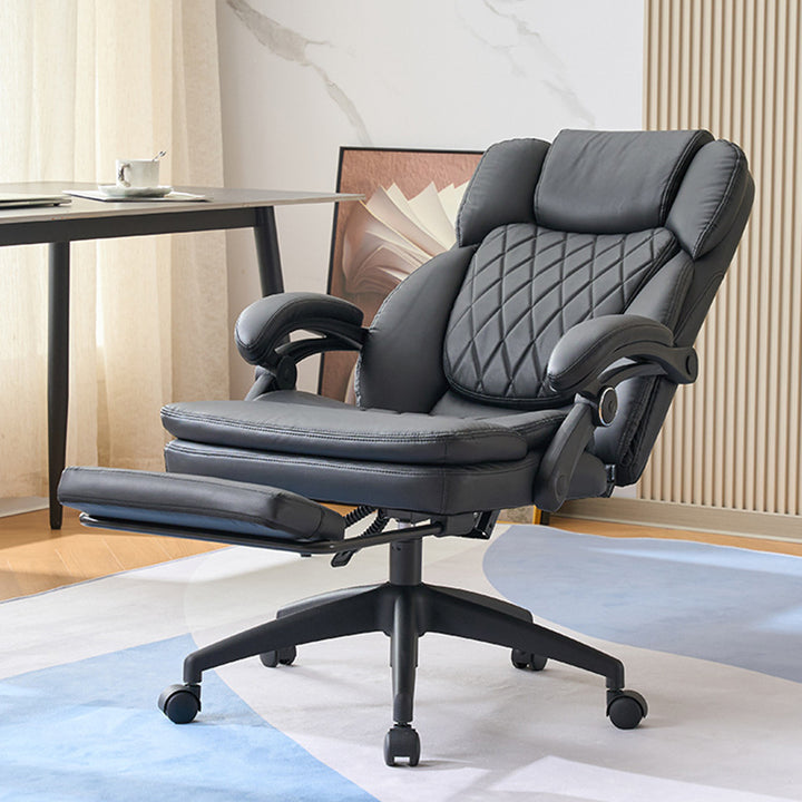 Chaise de bureau carrée incurvée pivotante en PP, en cuir anti-rayures, de luxe moderne, avec dossier et accoudoirs, pour la maison et le bureau 
