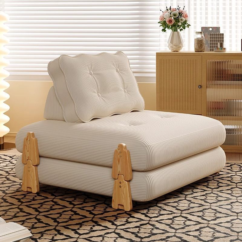Modern Minimalist Corduroy Rubberwood Wave Shape Folding Sofa Bed For Living Room