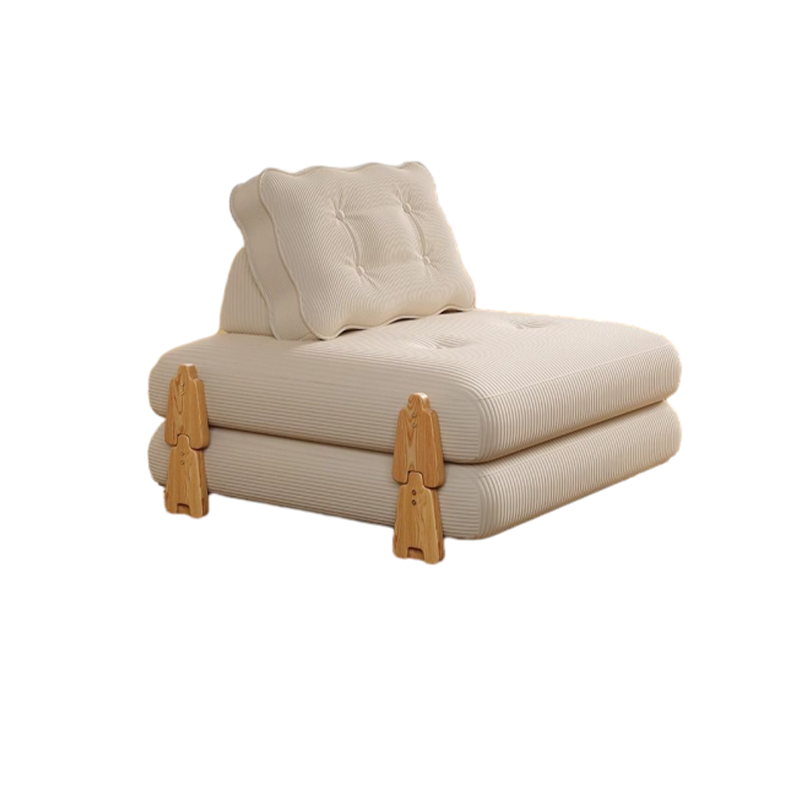 Modern Minimalist Corduroy Rubberwood Wave Shape Folding Sofa Bed For Living Room