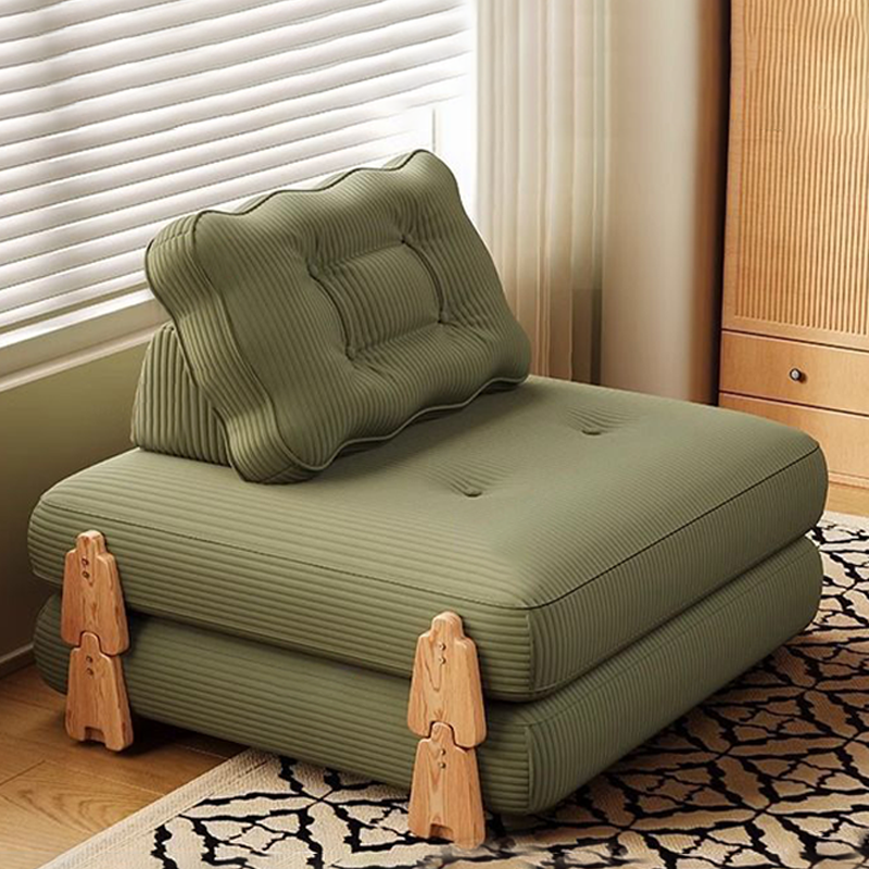 Modern Minimalist Corduroy Rubberwood Wave Shape Folding Sofa Bed For Living Room