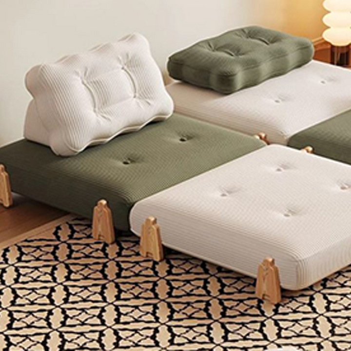 Modern Minimalist Corduroy Rubberwood Wave Shape Folding Sofa Bed For Living Room