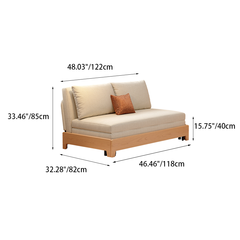 Sofá cama convertible rectangular plegable de madera maciza, acero y lino, estilo minimalista moderno, para sala de estar 