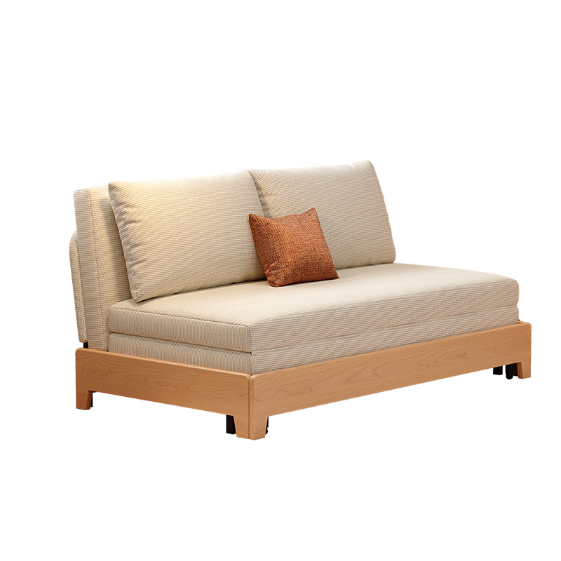 Sofá cama convertible rectangular plegable de madera maciza, acero y lino, estilo minimalista moderno, para sala de estar 
