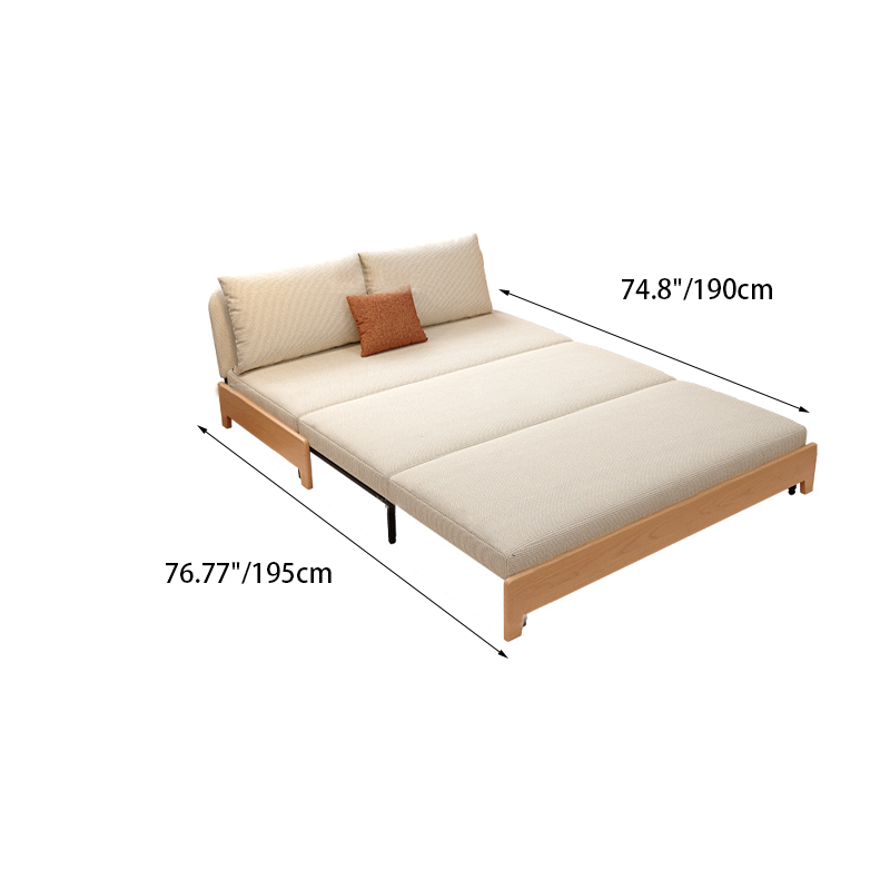 Sofá cama convertible rectangular plegable de madera maciza, acero y lino, estilo minimalista moderno, para sala de estar 