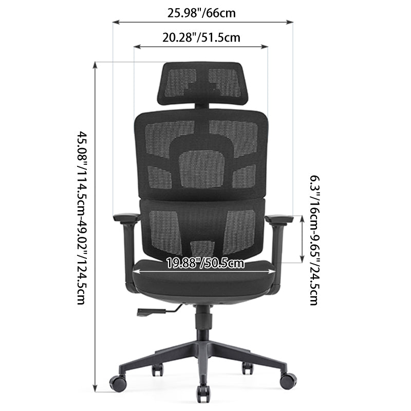 Modern Minimalist Durable High Back Desk Chair - Adjustable Headrest &amp; Lumbar Support Office Chair For Home Office