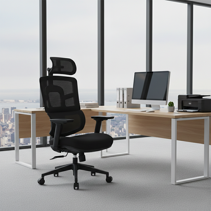 Modern Minimalist Durable High Back Desk Chair - Adjustable Headrest & Lumbar Support Office Chair For Home Office