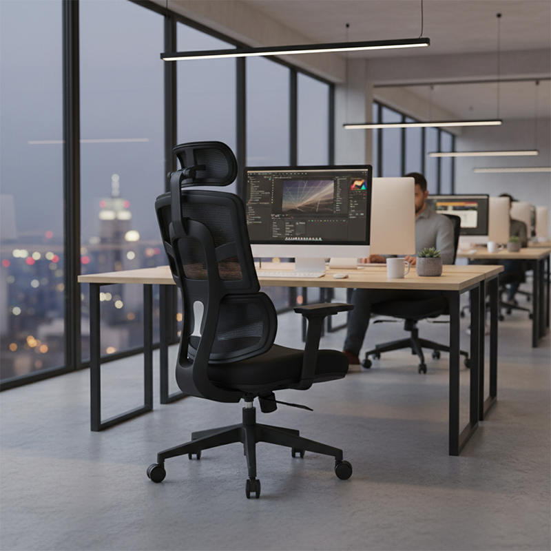 Modern Minimalist Durable High Back Desk Chair - Adjustable Headrest &amp; Lumbar Support Office Chair For Home Office