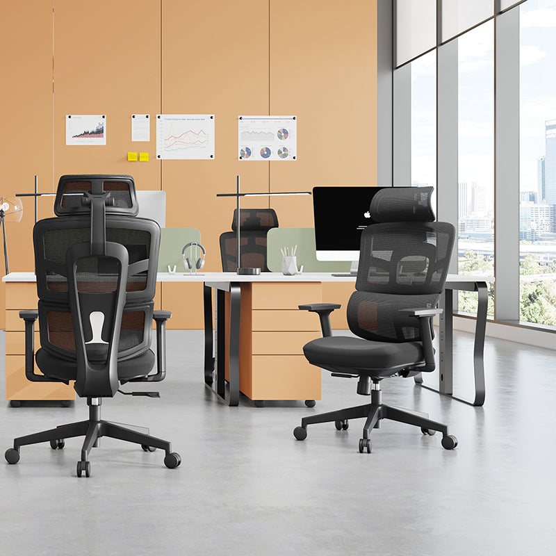Modern Minimalist Durable High Back Desk Chair - Adjustable Headrest &amp; Lumbar Support Office Chair For Home Office