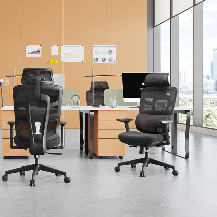 Modern Minimalist Durable High Back Desk Chair - Adjustable Headrest & Lumbar Support Office Chair For Home Office