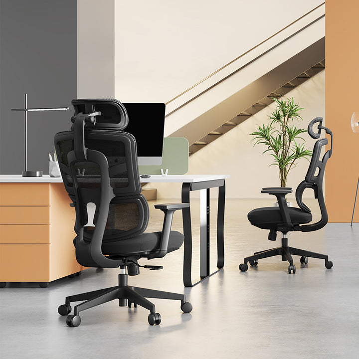 Modern Minimalist Durable High Back Desk Chair - Adjustable Headrest &amp; Lumbar Support Office Chair For Home Office