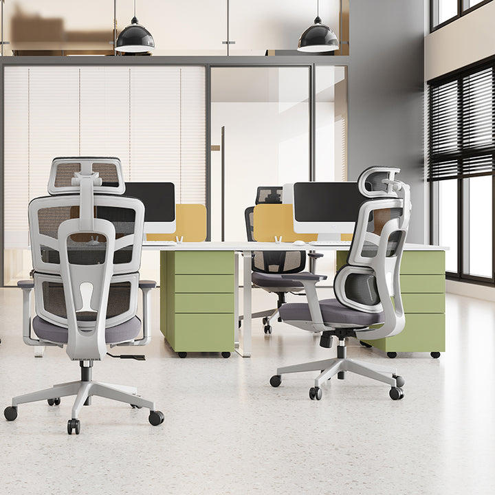 Modern Grey High Back Ergonomic Mesh Executive Office Chair - 3D Armrests Adjustable Headrest Desk Chair For Home Office