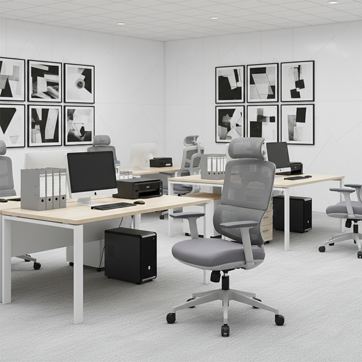 Modern Grey High Back Ergonomic Mesh Executive Office Chair - 3D Armrests Adjustable Headrest Desk Chair For Home Office