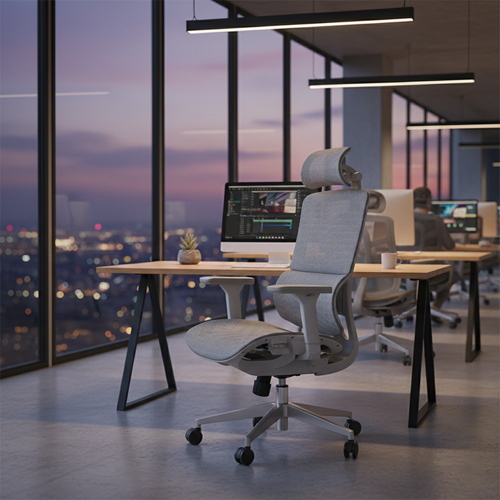 Modern Ergonomic High Back Mesh Grey Executive Office Chair - Adjustable 3D Armrests Lumbar Support Swivel Desk Chair For Home Office