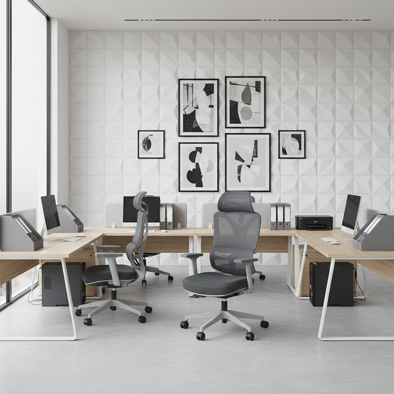 Modern Grey Ergonomic High Back Mesh Office Chair - Adjustable Headrest Lumbar Support Desk Chair For Home Office