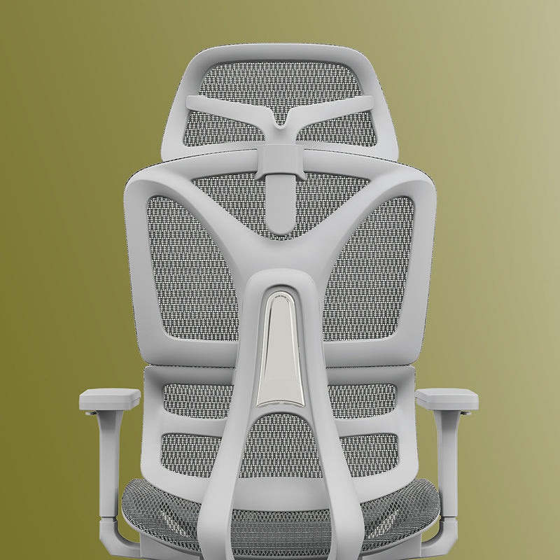 Modern Grey Ergonomic High Back Mesh Office Chair - Adjustable Headrest Lumbar Support Desk Chair For Home Office