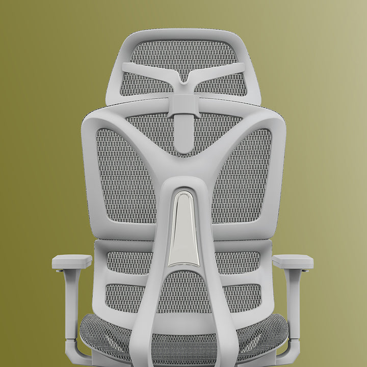 Modern Grey Ergonomic High Back Mesh Office Chair - Adjustable Headrest Lumbar Support Desk Chair For Home Office