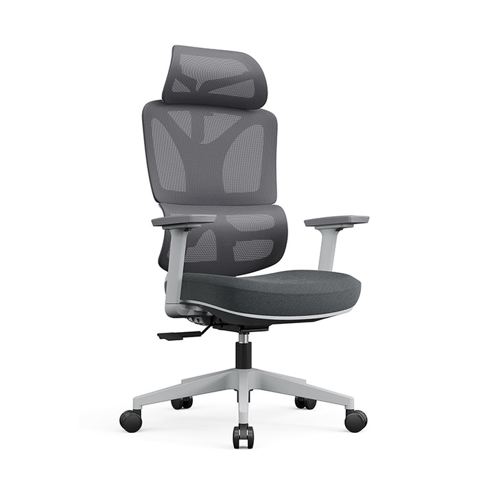 Modern Grey Ergonomic High Back Mesh Office Chair - Adjustable Headrest Lumbar Support Desk Chair For Home Office