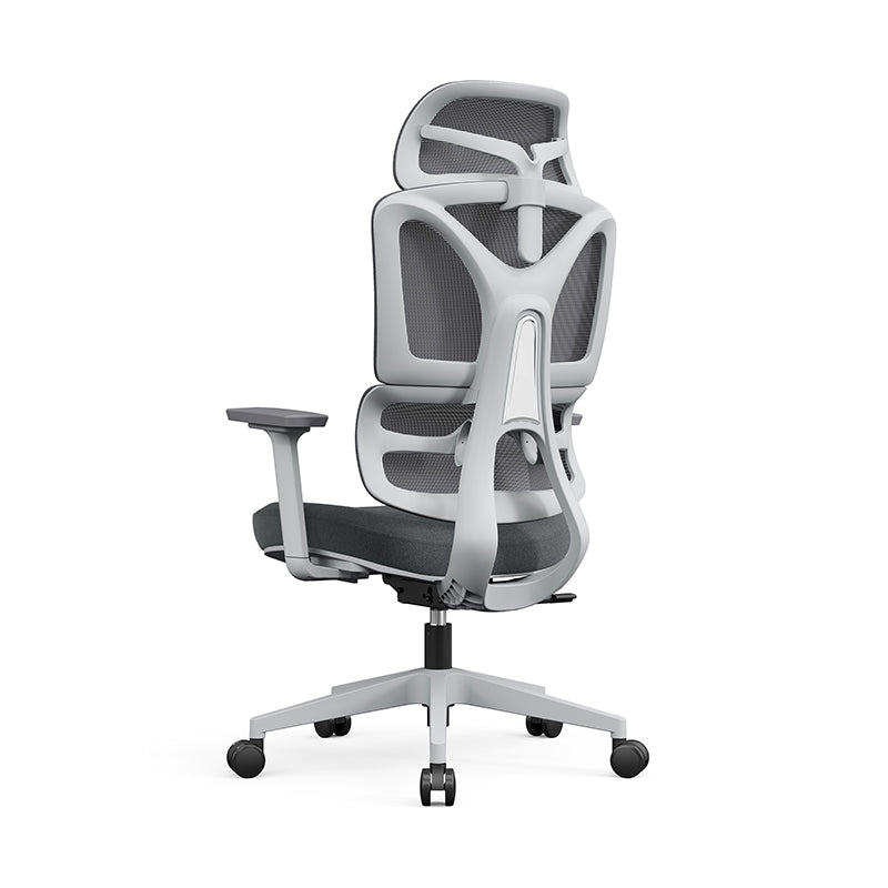 Modern Grey Ergonomic High Back Mesh Office Chair - Adjustable Headrest Lumbar Support Desk Chair For Home Office
