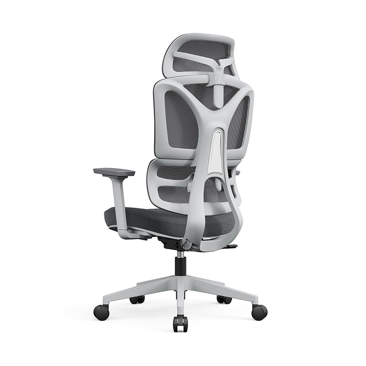 Modern Grey Ergonomic High Back Mesh Office Chair - Adjustable Headrest Lumbar Support Desk Chair For Home Office