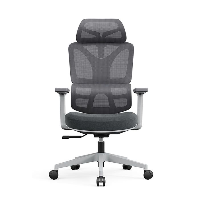 Modern Grey Ergonomic High Back Mesh Office Chair - Adjustable Headrest Lumbar Support Desk Chair For Home Office
