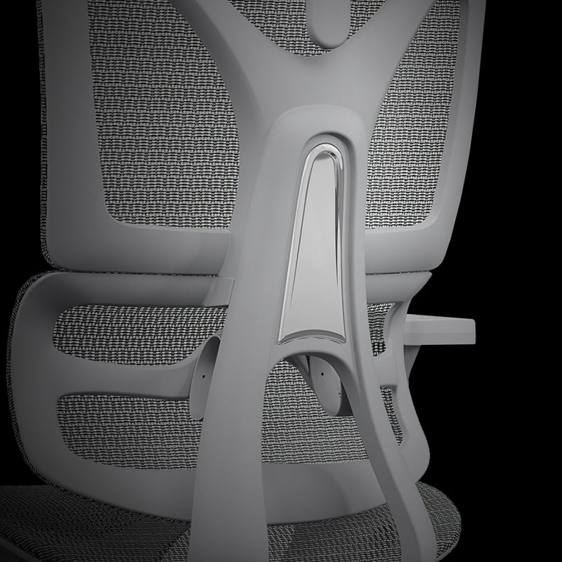 Modern Grey Ergonomic High Back Mesh Office Chair - Adjustable Headrest Lumbar Support Desk Chair For Home Office
