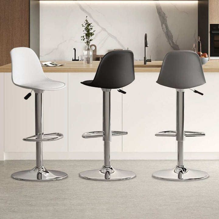 Modern Luxury PP Stainless Steel Curved Round Bar Stool With Backrest For Living Room