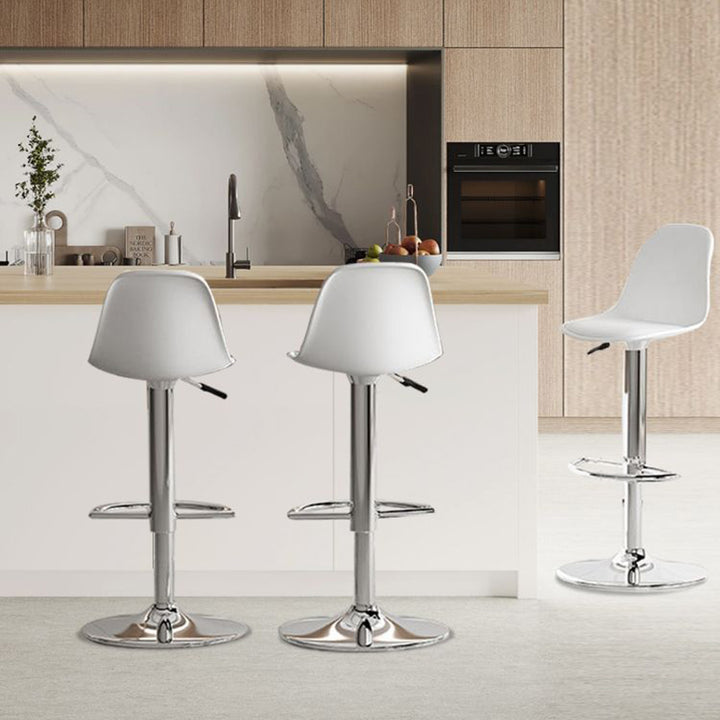 Modern Luxury PP Stainless Steel Curved Round Bar Stool With Backrest For Living Room