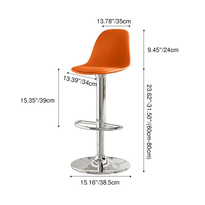 Modern Luxury PP Stainless Steel Curved Round Bar Stool With Backrest For Living Room