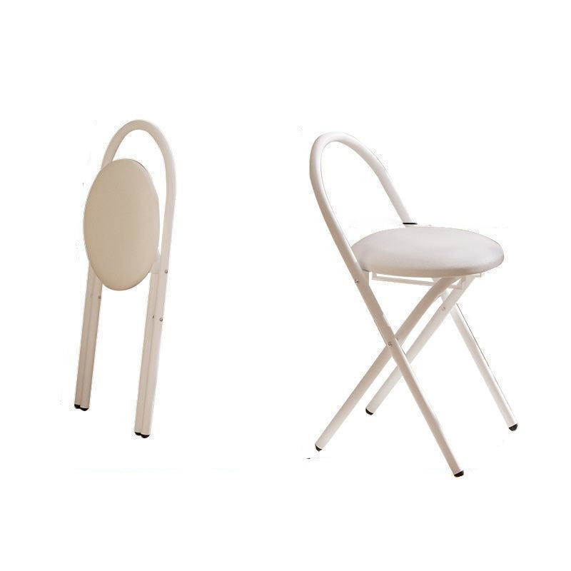 Traditional Vintage Metal PU Leather Round Folding Bar Stool With Backrest For Living Room