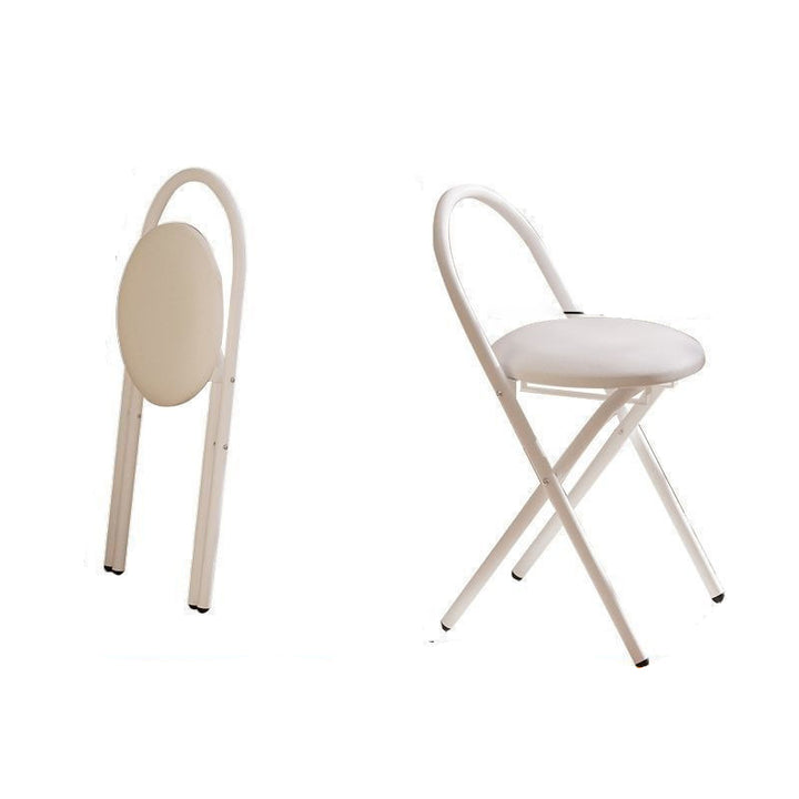 Traditional Vintage Metal PU Leather Round Folding Bar Stool With Backrest For Living Room