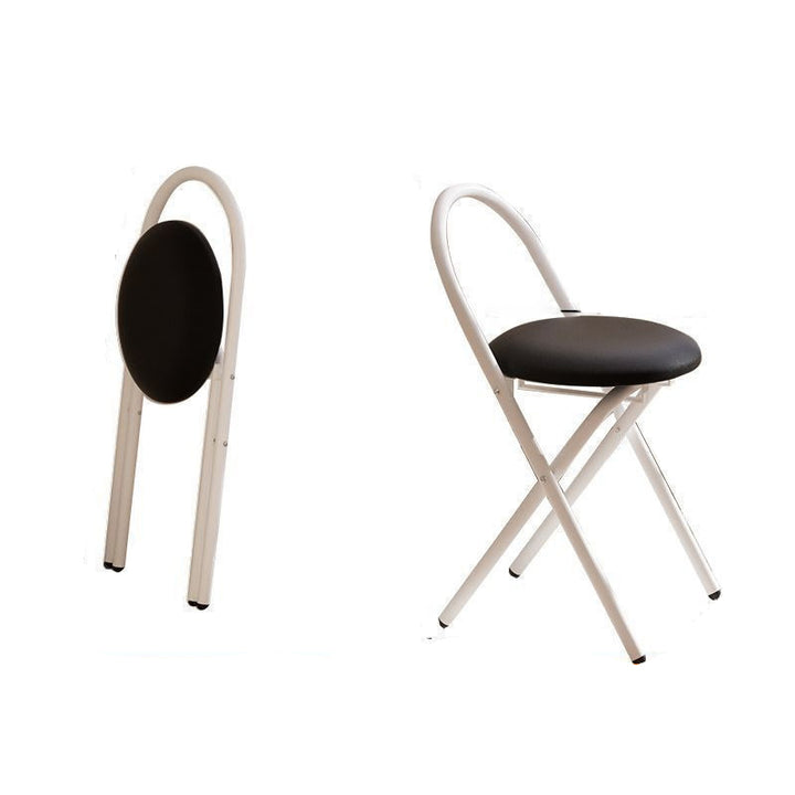 Traditional Vintage Metal PU Leather Round Folding Bar Stool With Backrest For Living Room