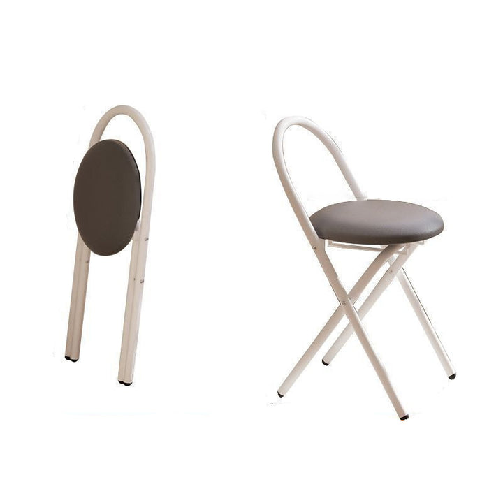 Traditional Vintage Metal PU Leather Round Folding Bar Stool With Backrest For Living Room