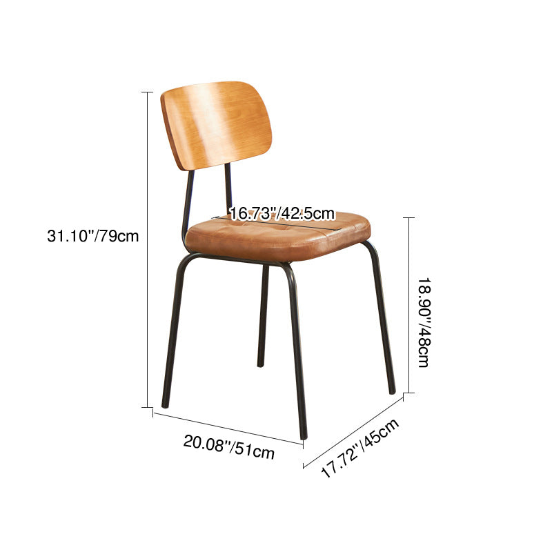 Contemporary Industrial Carbon Steel PU Leather Rounded Square Curved Dining Chair With Backrest For Dining Room