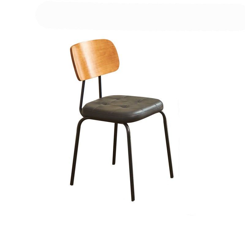 Contemporary Industrial Carbon Steel PU Leather Rounded Square Curved Dining Chair With Backrest For Dining Room