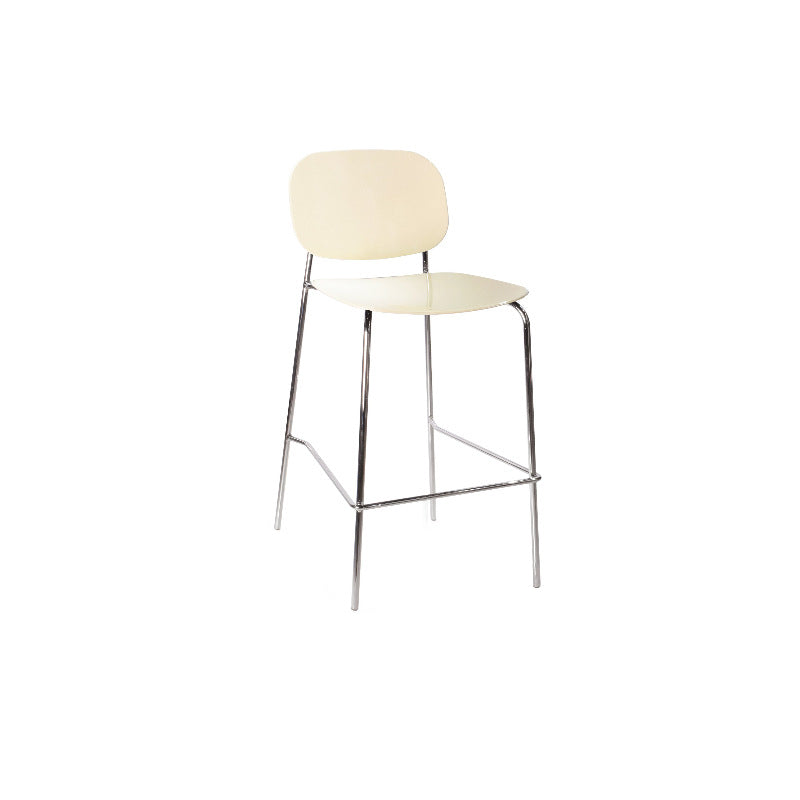 Contemporary Scandinavian PC Metal Curved Rounded Square Bar Stool With Backrest For Living Room