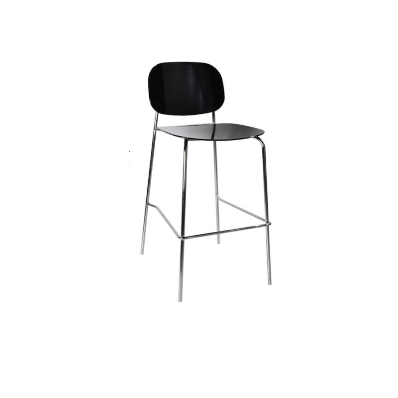 Contemporary Scandinavian PC Metal Curved Rounded Square Bar Stool With Backrest For Living Room