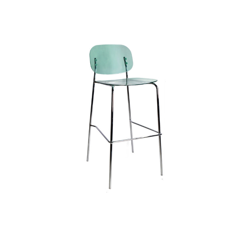 Contemporary Scandinavian PC Metal Curved Rounded Square Bar Stool With Backrest For Living Room