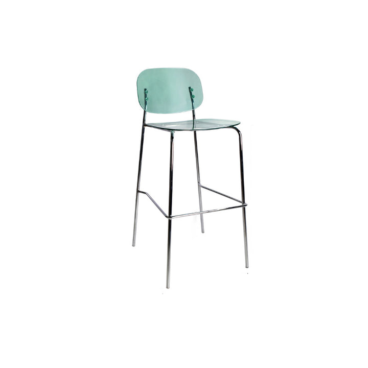 Contemporary Scandinavian PC Metal Curved Rounded Square Bar Stool With Backrest For Living Room