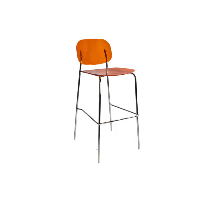 Contemporary Scandinavian PC Metal Curved Rounded Square Bar Stool With Backrest For Living Room