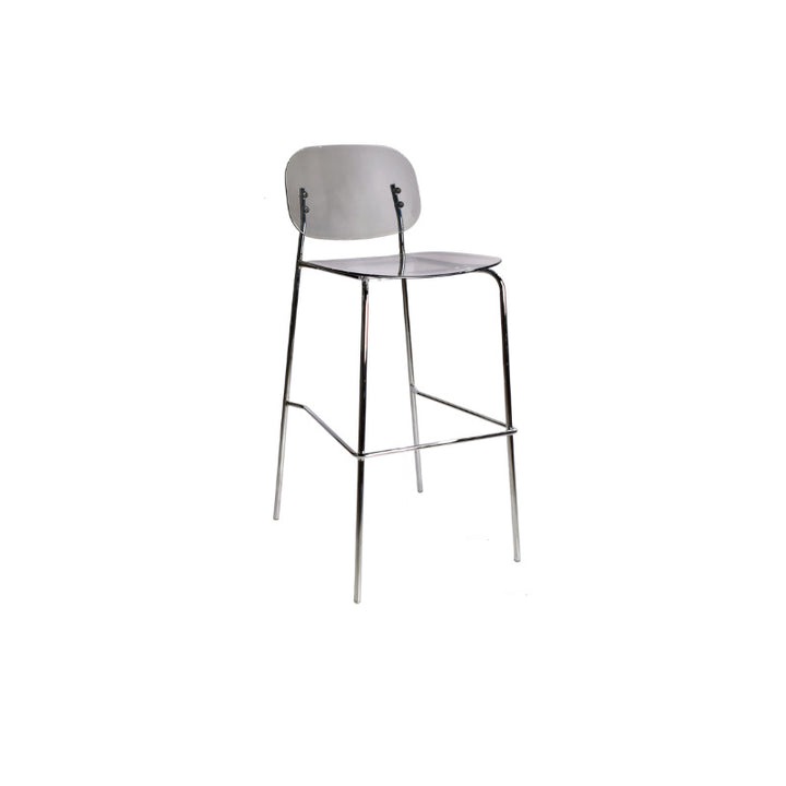 Contemporary Scandinavian PC Metal Curved Rounded Square Bar Stool With Backrest For Living Room