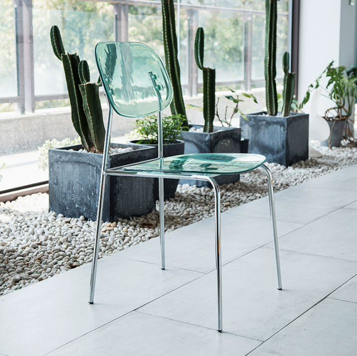 Contemporary Scandinavian PC Metal Curved Rounded Square Bar Stool With Backrest For Living Room
