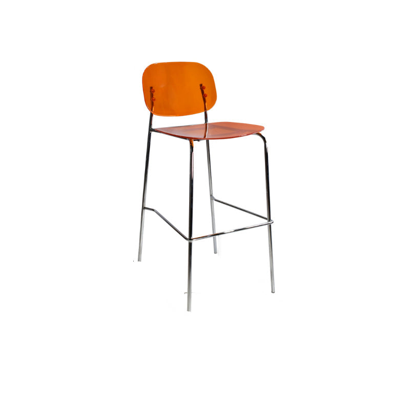 Contemporary Scandinavian PC Metal Curved Rounded Square Bar Stool With Backrest For Living Room