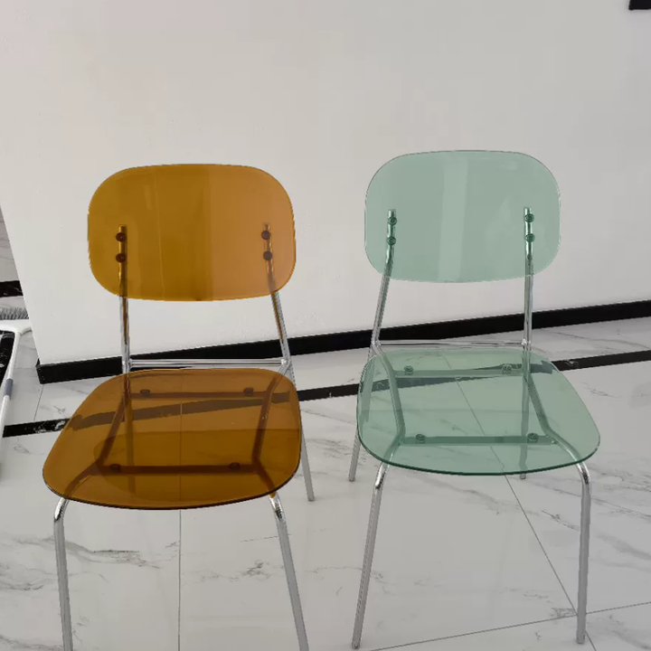 Contemporary Scandinavian PC Metal Curved Rounded Square Bar Stool With Backrest For Living Room