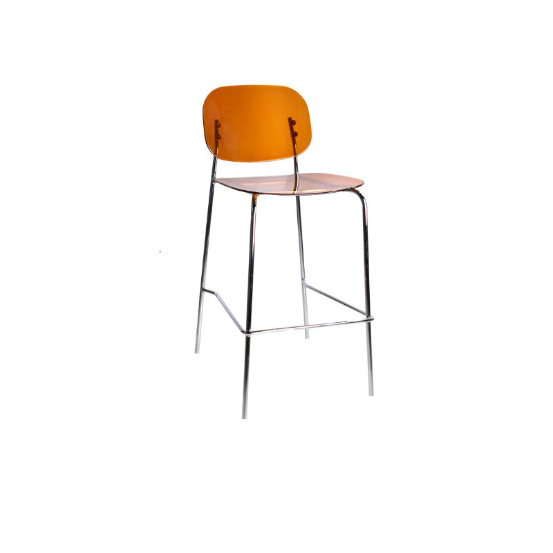 Contemporary Scandinavian PC Metal Curved Rounded Square Bar Stool With Backrest For Living Room