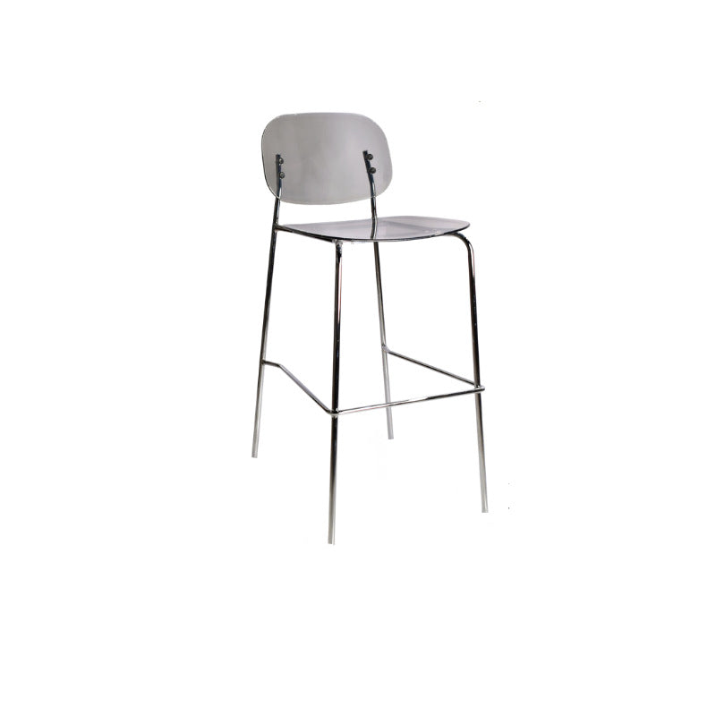 Contemporary Scandinavian PC Metal Curved Rounded Square Bar Stool With Backrest For Living Room