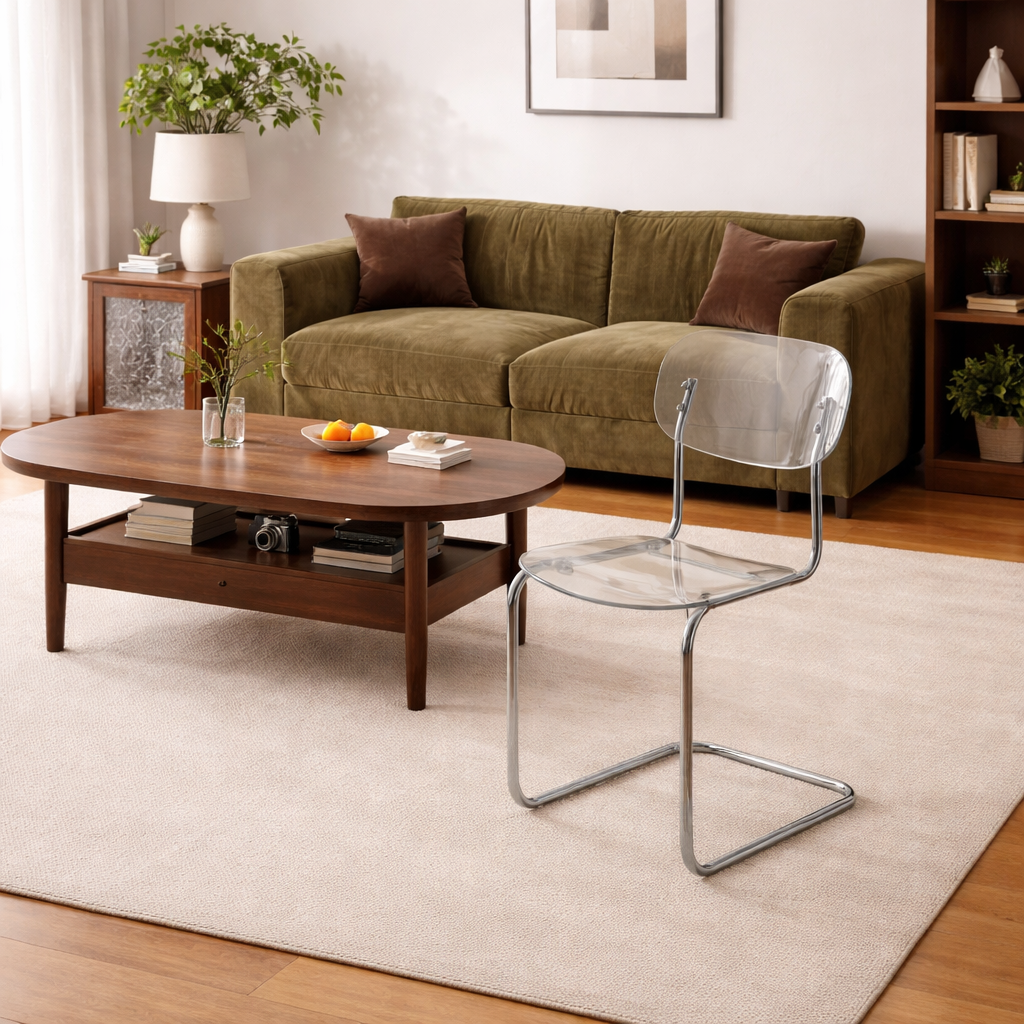 Contemporary Scandinavian PC Metal Square Curved Dining Chair With Backrest For Dining Room
