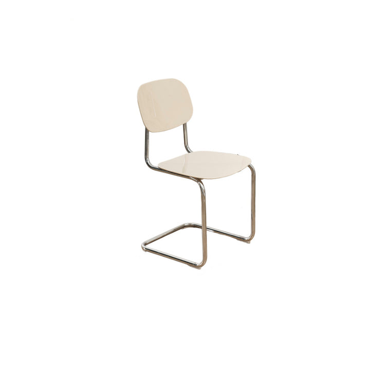 Contemporary Scandinavian PC Metal Square Curved Dining Chair With Backrest For Dining Room