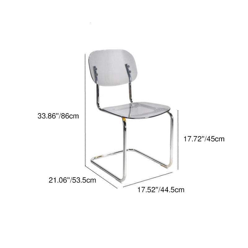 Contemporary Scandinavian PC Metal Square Curved Dining Chair With Backrest For Dining Room