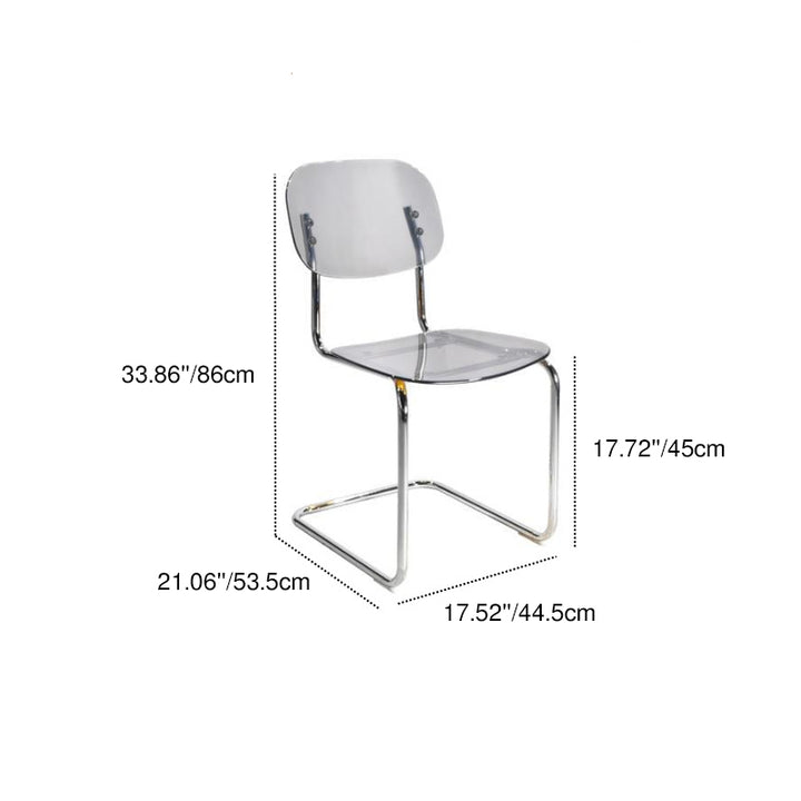 Contemporary Scandinavian PC Metal Square Curved Dining Chair With Backrest For Dining Room